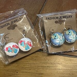 Charming My Little Pony Earrings Set of two in Pink and Blue